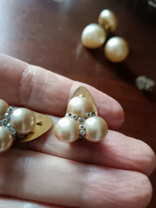 Pendientes antiguos perlas dorados