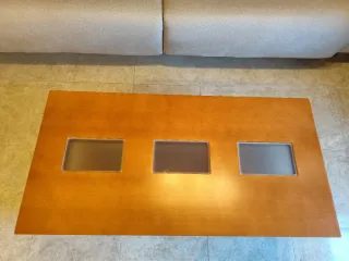 Mesa de centro elevable madera y cristal