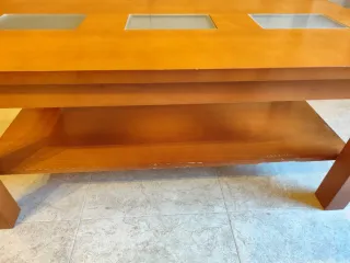 Mesa de centro elevable madera y cristal