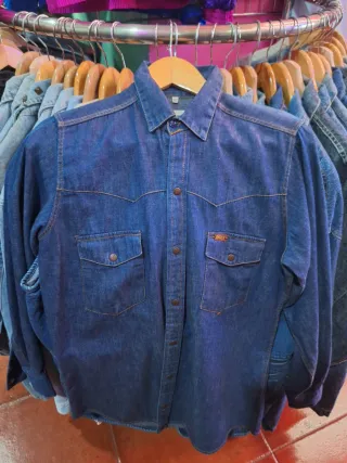 Camisa de Jean Rifle Hombre Costura Burdeos