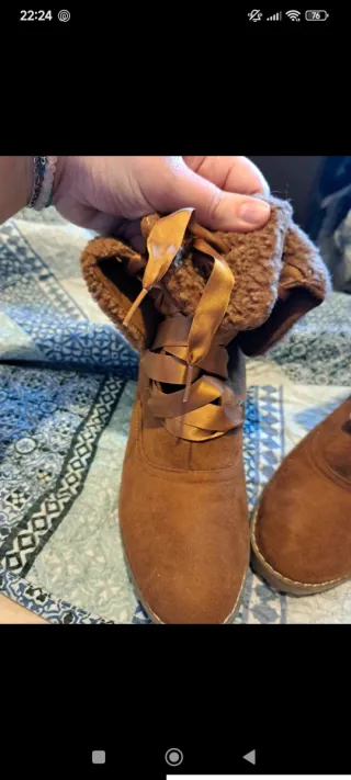 Botines tacón marrón con pelo