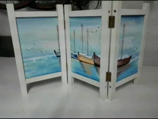 2 Trípticos de madera decorativo