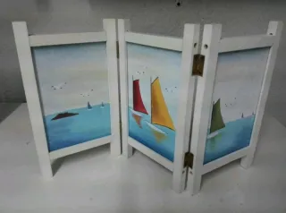 2 Trípticos de madera decorativo