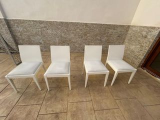 4 Sillas Comedor Piel Blanca