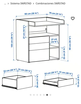 Cambiador Ikea Smallstad Blanco