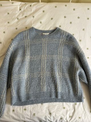 Jersey de punto azul a cuadros