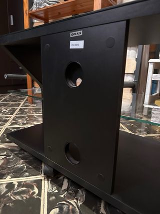 Mesa TV cristal templado y madera negra