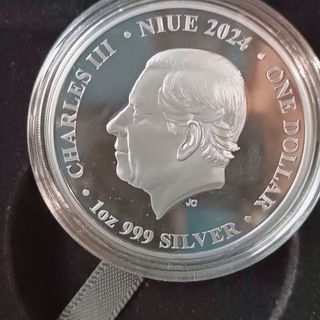 Moneda Plata Negra Dragón 2024 Gilded