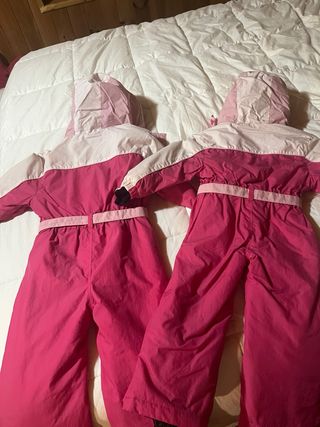 Mono de Nieve Infantil Rosa y Blanco