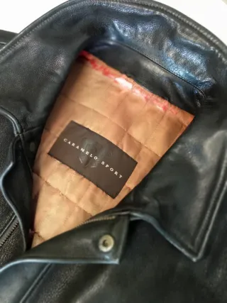 Cazadora de cuero marrón talla 54