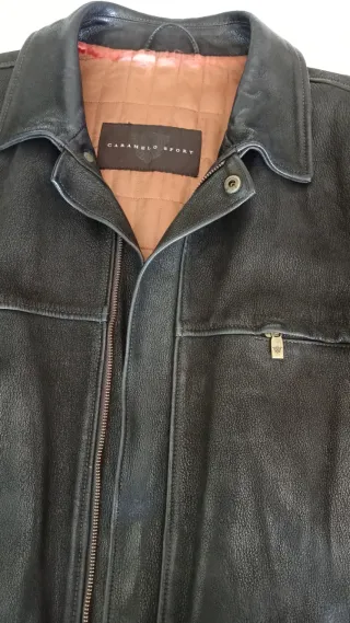 Cazadora de cuero marrón talla 54