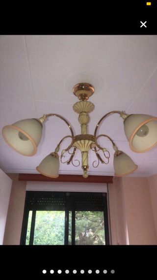 Conjunto de lámpara colgante y de mesita vintage