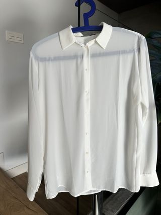 Camisa Mango Blanca Semitransparente
