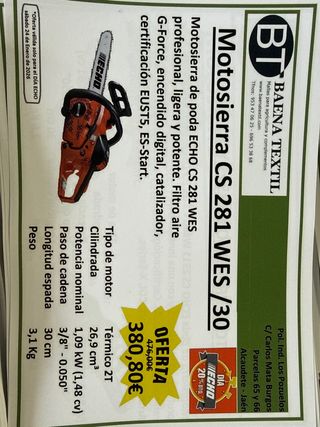 Motosierra ECHO CS 281 WES 30cm