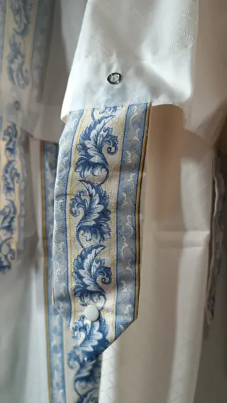 Cortina de baño tela azul y blanco