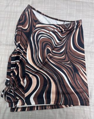 Minigonna Shein fantasia marrone/nera/beige. Tg S.