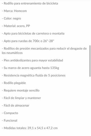 Rodillo de entrenamiento para bicicleta NEGOCIABLE