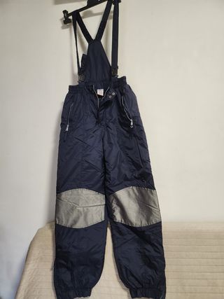 Pantaloni sci blu con bretelle