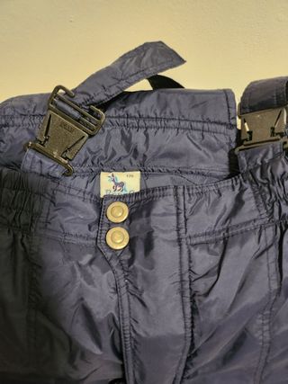 Pantaloni sci blu con bretelle