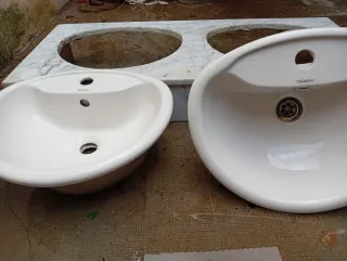 Lavabos de Mármol y Porcelana Doble