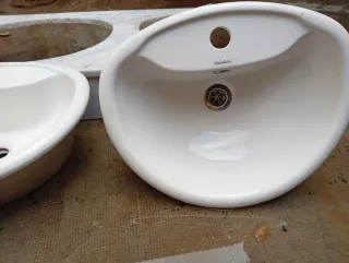 Lavabos de Mármol y Porcelana Doble