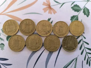 Lote 9 Monedas 1 Peseta Estado Español 1966