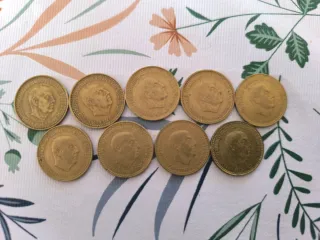 Lote 9 Monedas 1 Peseta Estado Español 1966