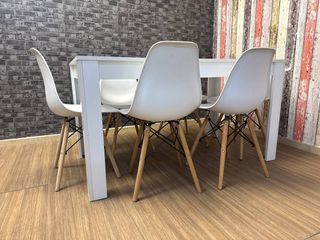 Pack Comedor Nórdico Mesa y 6 Sillas Blancas