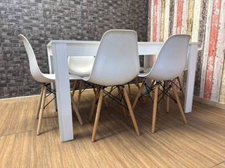 Conjunto Comedor Blanco 6 Sillas Estilo Nórdico