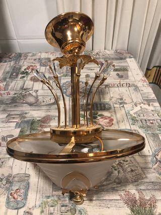 Lámpara techo dorada cristal