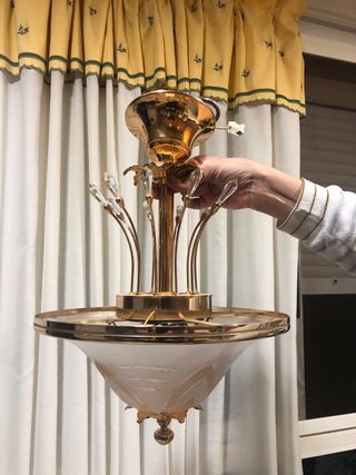 Lámpara techo dorada cristal