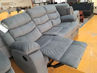 Sofá Relax 3 Plazas Tela Gris