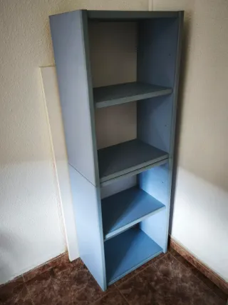 Estantería modular madera azul y beige