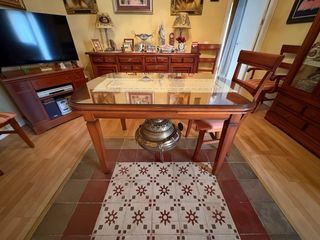 Mesa Comedor Ovalada Extensible Madera y Cristal