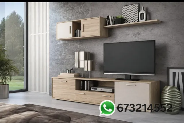 Mobile da soggiorno moderno bianco e legno