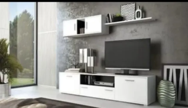 Mobile da soggiorno moderno bianco e legno