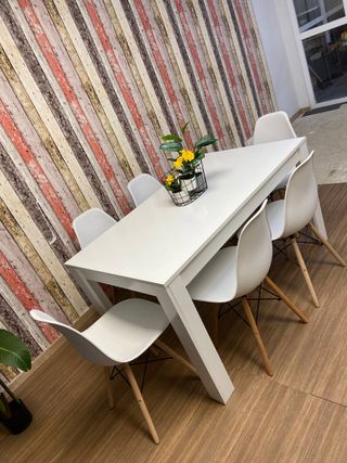 Conjunto Mesa Grande y 6 Sillas Nordicas Nuevo