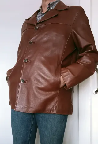 Cazadora Piel Marrón Talla 54