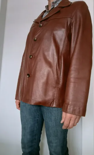 Cazadora Piel Marrón Talla 54