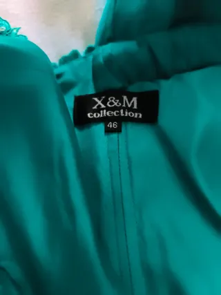 Vestido largo fiesta verde azulado