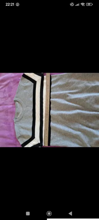 2 jerséis hombre gris y azul con rayas