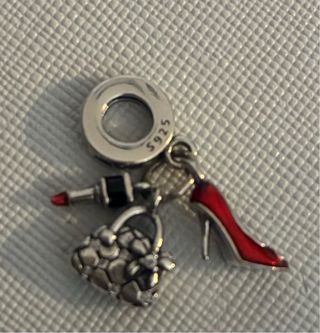 Charm Pandora Plata Ley Zapato Bolso Labial