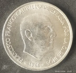 Moneda de plata de 100 Pesetas 1966