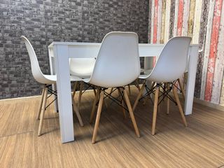 Mesa Comedor Nórdica Blanca con 6 Sillas Pack