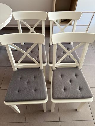 Sillas de comedor Ikea blancas con cojines