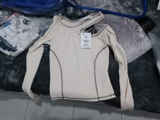 Bershka Camiseta Beige Talla S