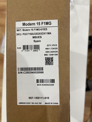 Portátil MSI Modern 15 F1MG Gris( sin abrir)