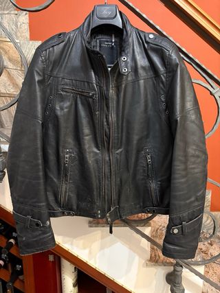 Giubbino biker in vera pelle vintage