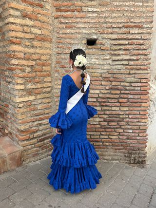 Vestido Flamenca Azul con Volantes