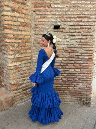 Vestido Flamenca Azul con Volantes